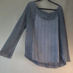 Free People Women's Gray embroidery long-sleeved shirt L